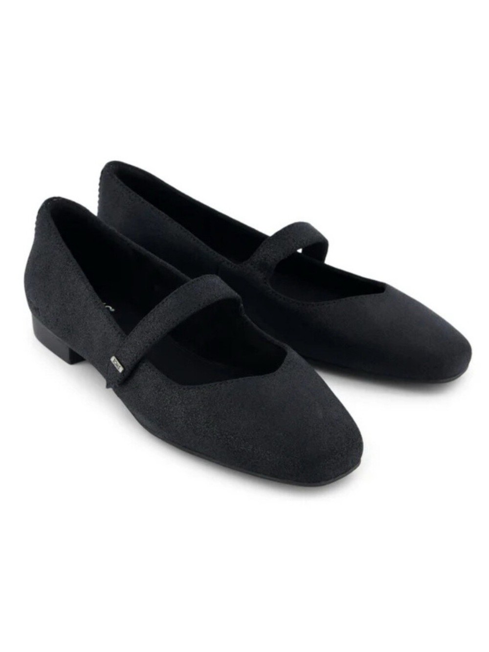 Toms Bianca Ballet Mary Jane Flats Black Metallic Suede NEW NWT Size 8.5